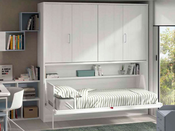Cama abatible plegable horizontal  Muebles Valencia® Acabado Tiza - Base  ForEv