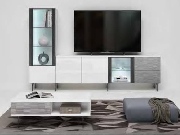 Mueble tv con vitrina en tienda de muebles Madrid