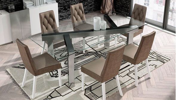 ✓ Moderna silla de comedor-salón en Huelva  Muebles Valencia ® Unidades 2  sillas Tela Lido 1 HuertasFurniture Acabado Tinte b500 HuertasFurniture