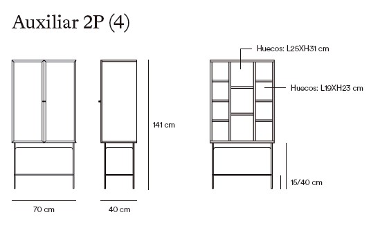Medidas de los mueble auxiliares de Teulat